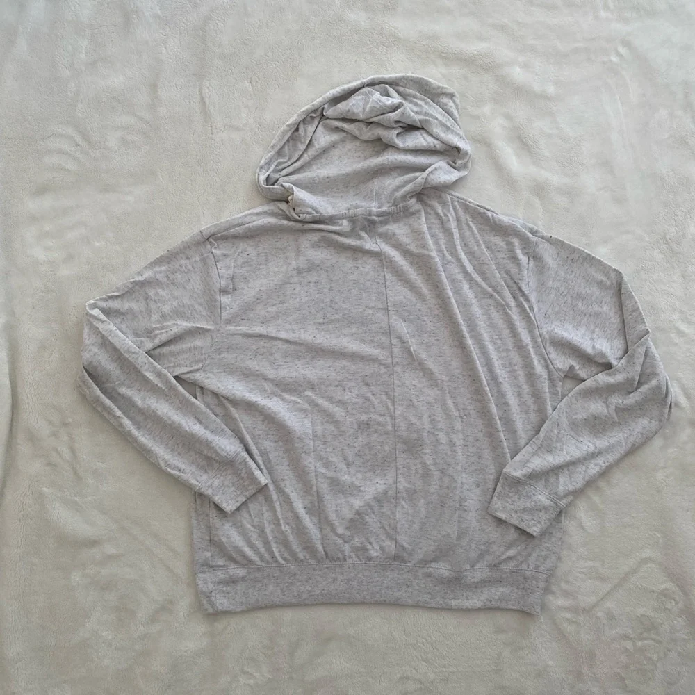 Nike Light Gray Lightweight Hoodie with Black Logo Casual Large Activewear